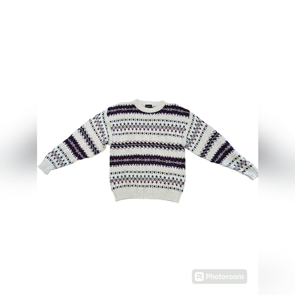 Vintage made in the USA knitwear multi color oversized loose sweater size large.
